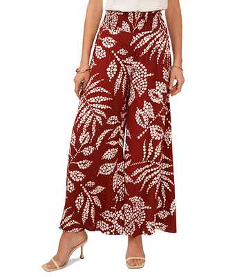 Vince Camuto Women's Printed Smocked-Waist Pull-On Wide-Leg Pants