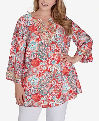 Ruby Rd. Plus Size Silky Floral Voile Top