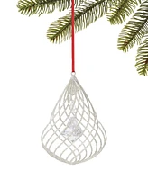 Holiday Lane Jeweled Elegance White Glitter Spiral with Hanging Bead Ornament, Exclusively at Macy's