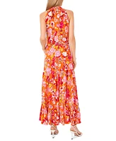 Msk Women's Floral-Print Tiered Maxi Dress