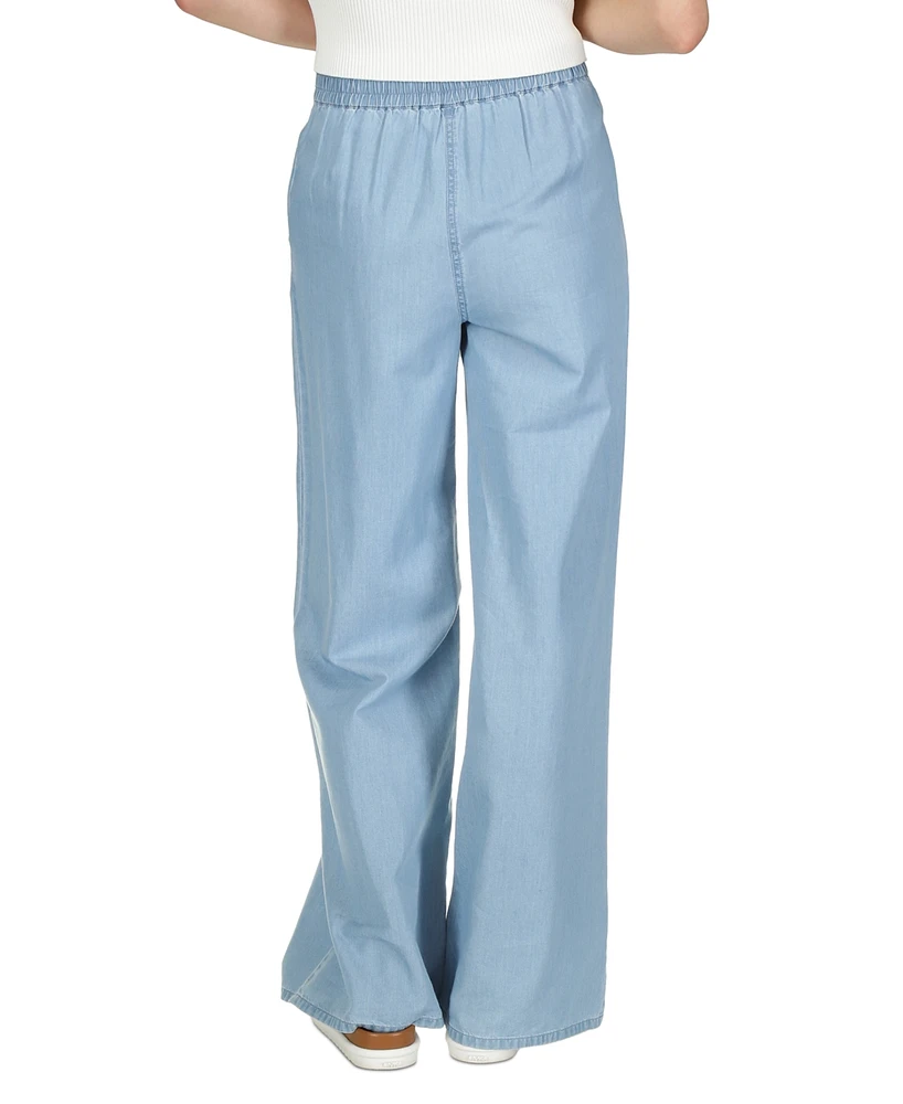 Michael Kors Women's Chambray Pleated Wide-Leg Pants