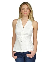 Michael Michael Kors Women's Linen Sleeveless Button-Front Top