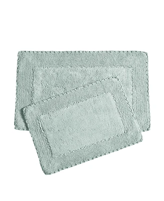 Laura Ashley Ruffle Cotton Bath Rugs, 2 Piece Set