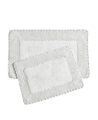 Laura Ashley Ruffle Cotton Bath Rugs, 2 Piece Set