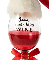 Holiday Lane Foodie Wine and Spirits Red Wine Glass with Santa Hat Ornament, Created for Macy's