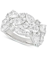 Arabella Cubic Zirconia Mixed Cut Cluster Statement Ring in Sterling Silver