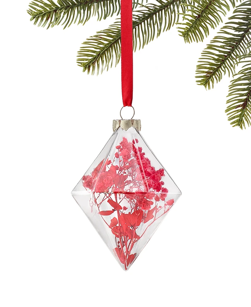 Holiday Lane Burgundy and Blush Pink Floral Ornament, Created for Macy's