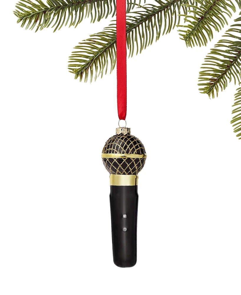 Holiday Lane All About You Black and Gold Microphone Ornament, Exclusively at Macy's