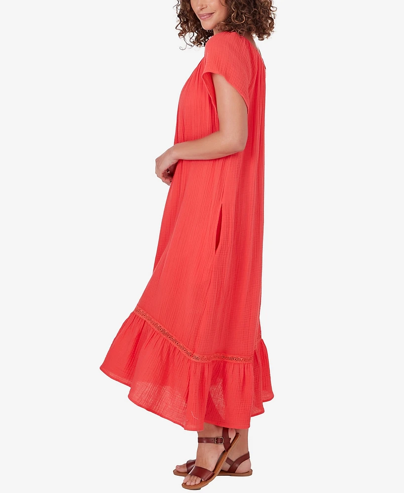 Ruby Rd. Petite Gauze Short Sleeve High/Low Dress