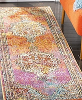 Safavieh Crystal CRS502 Orange and Light Blue 2'2" x 9' Runner Area Rug