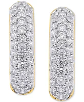 Forever Grown Diamonds Lab Diamond Pave Small Huggie Hoop Earrings (1/2 ct. t.w.) Sterling Silver or 14k Gold-Plated