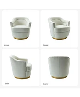 Hulala Home Kanstantin Modern Swivel Barrel Chair with Metal Base