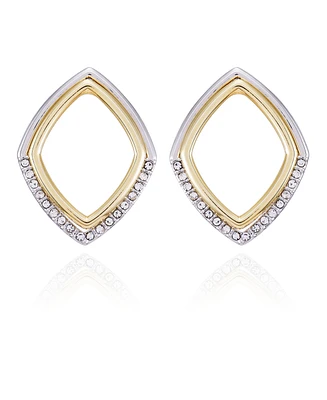 Vince Camuto Two-Tone Glass Stone Diamond Shaped Hoop Earrings