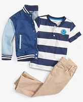 Epic Threads Toddler Boys Denim Varsity Jacket Rugby Striped Henley T Shirt Straight Fit Travertine Jeans Created For Macys