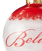 Holiday Lane Macy's Red and White Believe Ball Ornament, Exclusively at Macy's