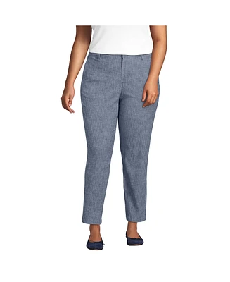 Lands' End Plus Mid Rise Classic Straight Leg Chambray Ankle Pants