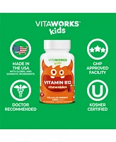 VitaWorks Kids Vitamin B12 1,000 mcg Chewable Tablets - Energy, Mood, And Metabolism Vitamins - Tasty Natural Cherry Flavor - 120 Chewables