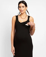 Seraphine Women's Bodycon-Style Maxi Sleeveless Maternity Nursing Dress