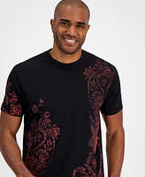 Guess Men's Short Sleeve Crewneck Faded Paisley T-Shirt