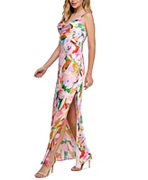 Morgan & Company Juniors' Floral Cowlneck Maxi Dress