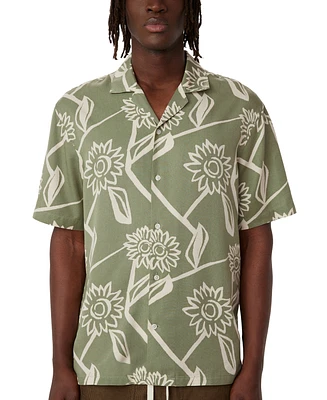 Frank And Oak Men's Short Sleeve Floral Print Button-Front Shirt