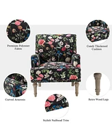 Montross Traditional Wooden Upholstered Armchair with Floral Patterns