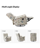 Hulala Home Ahlen Floral Upholstery Manual Swivel Recliner