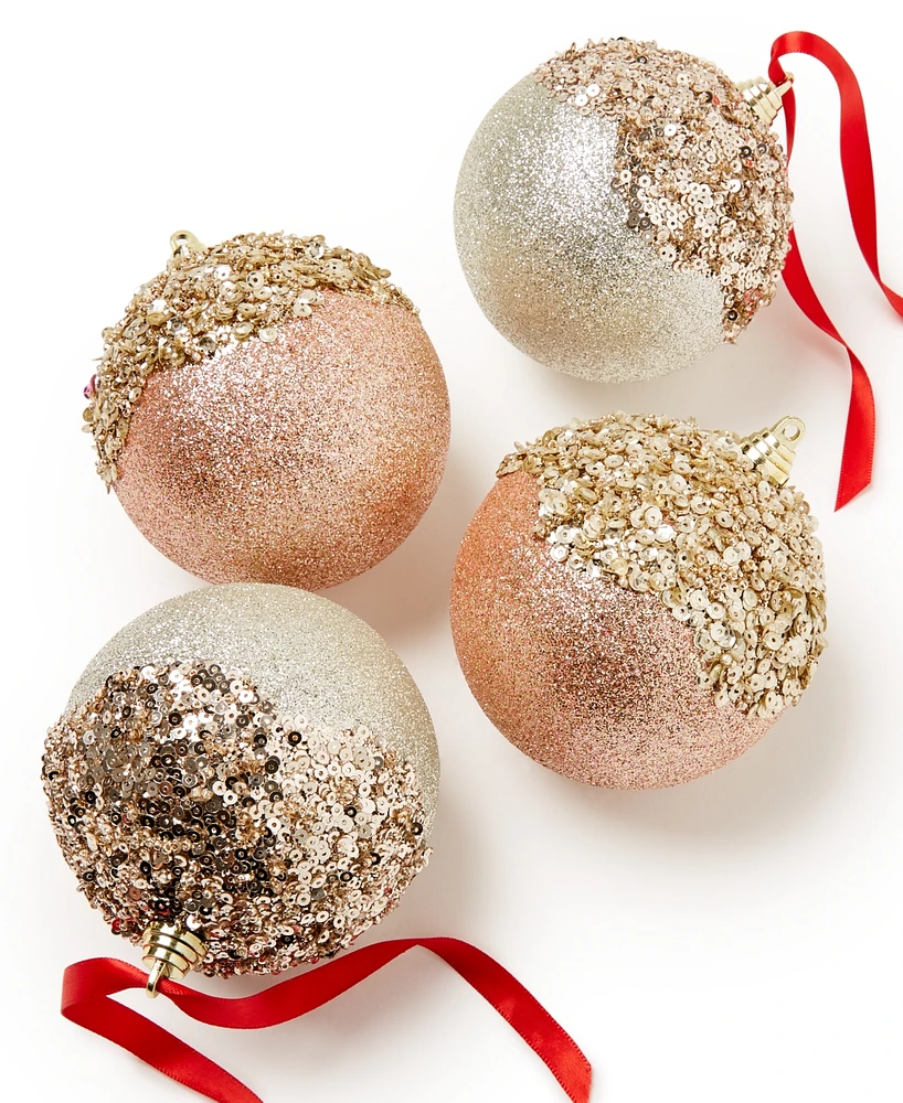 Holiday Lane Sugar Plum Shatterproof Glitter Ornaments, Set of 4, Created for Macy's