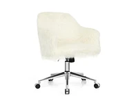 Slickblue Modern Fluffy Faux Fur Vanity Office Chair for Teens Girls-Beige