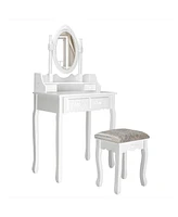 Slickblue Vanity Table Set with Oval Mirror and 4 Drawers