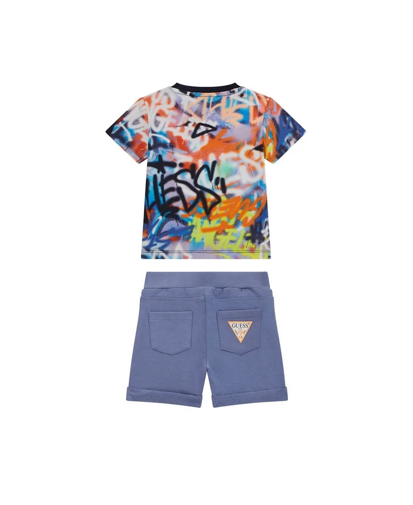 Guess Baby Boys Short Sleeve Shirt and Shorts Set