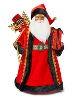 Holiday Lane Royal Holiday Red & Black African American 18" Santa Holding a Gift Bag