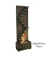 Sunnydaze Decor Copper/Slate Staircase Water Fountain with Led Lights - 48 in