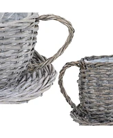 Sunnydaze Decor Rattan Wicker Coffee Cup/Teacup Shape Planters - Set of 2