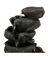 Sunnydaze Decor Rocky Falls Indoor Tabletop Water Fountain with Led Light - 10 in