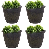 Sunnydaze Decor Anjelica Flower Pot Planter - Outdoor/Indoor Unbreakable Double-Walled Polyresin with Uv-Resistant Sable Finish - Set of 4