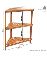 Sunnydaze Decor Meranti Wood/Teak Oil Finish 3-Tier Corner Plant Stand - 36 in