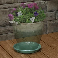 Ceramic Outdoor Flower Pot Saucers Set of 4 - Uv- and Frost-Resistant - Seafoam Glazed Finish - 7-Inch