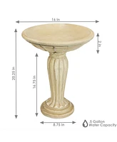 Sunnydaze Decor Grecian Glass Fiber Reinforced Concrete Bird Bath - 16 in - Cream