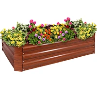 11.75" H Raised Metal Garden Bed - Galvanized Raised Garden Bed Outdoor for Vegetables and Flowers - Woodgrain - 4' x 3' Rectangle