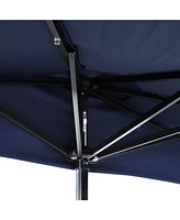 Sunnydaze Decor 9 ft Solar Steel Half Patio Umbrella with Crank - Navy Blue