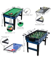 Sunnydaze Decor 10-in-1 Game Table with Billiards, Foosball and Hockey - Blue