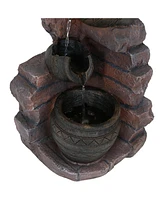 Sunnydaze Decor Crumbling Bricks/Pots Solar Water Fountain with Battery - 27 in