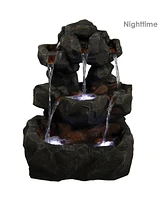 Sunnydaze Decor Layered Rock Waterfall Fountain with Led Lights - 32 in