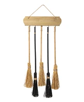 Glitzhome 42"H Halloween Wooden Brooms Parking Porch Decor