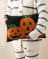 Glitzhome 18"L Hooked Halloween Pumpkins Pillow