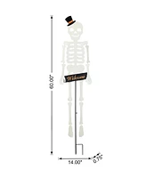 Glitzhome 60"H Halloween "Welcome" Metal Dangling Skeleton Yard Stake