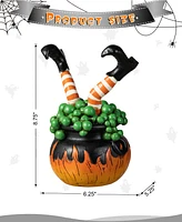 Glitzhome 8.75''H Halloween Polyresin Witches With Cauldron Table Decor