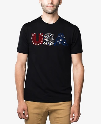 La Pop Art Usa Fireworks - Men's Premium Blend Word T-Shirt