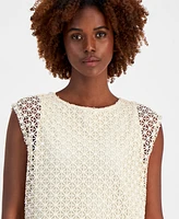 Jones New York Women's Lafayette Lace Extended-Shoulder Top